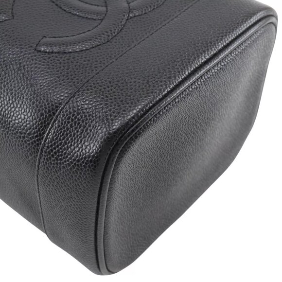 CHANEL Vanity Pouch A01998 COCO Mark Handbag black Caviar skin Women - Picture 9 of 10